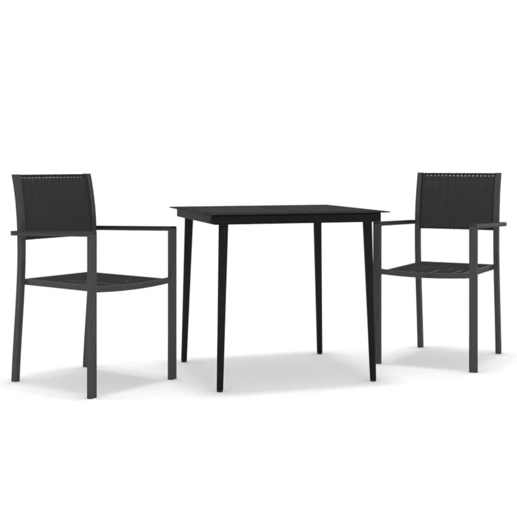 3 Piece Garden Dining Set Black