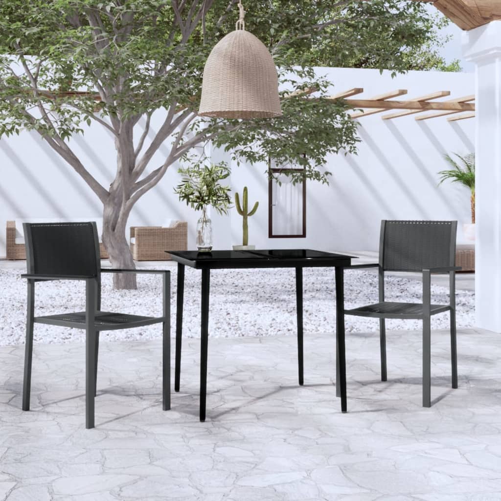 3 Piece Garden Dining Set Black