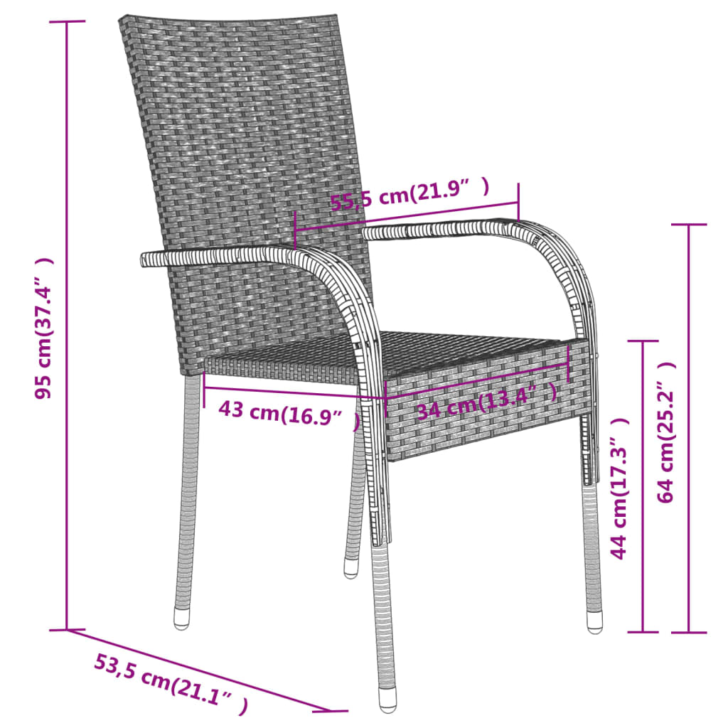 3 Piece Garden Dining Set Brown and Black