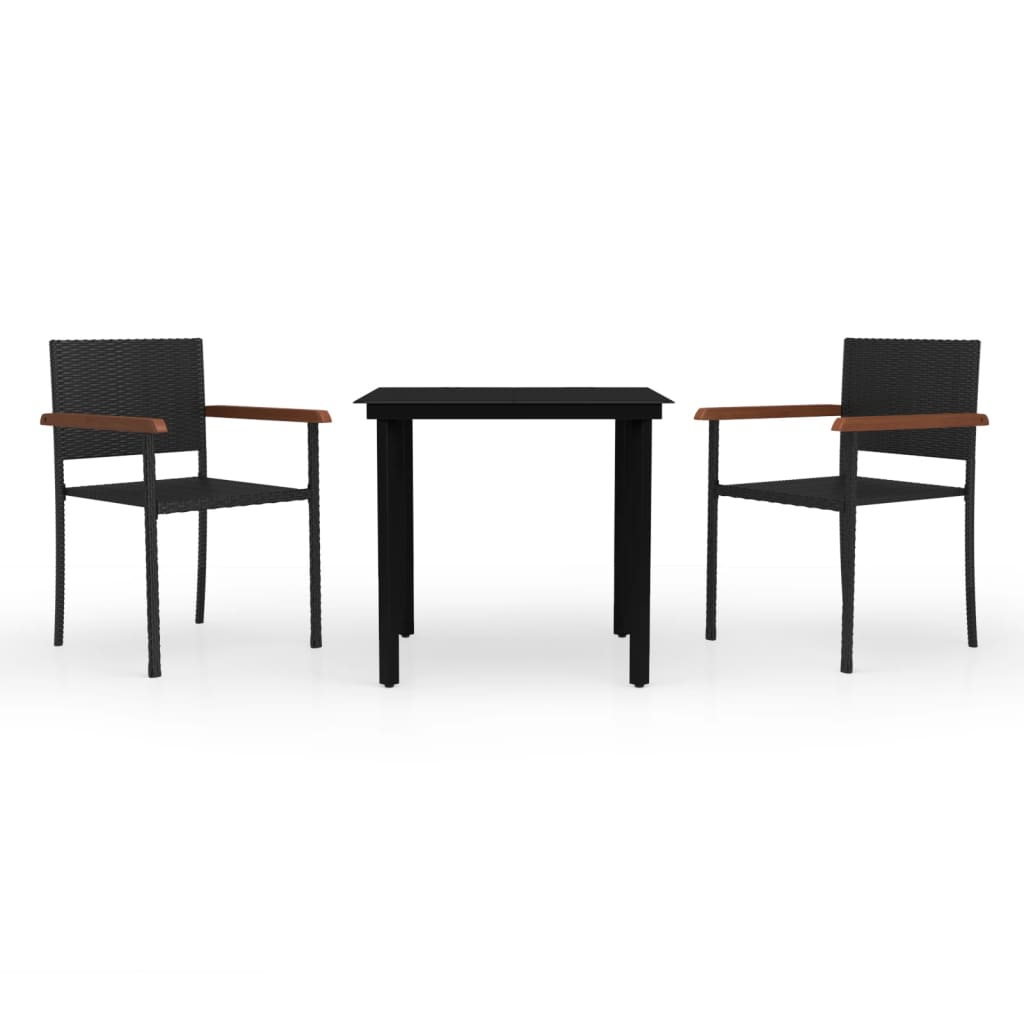 3 Piece Garden Dining Set Black