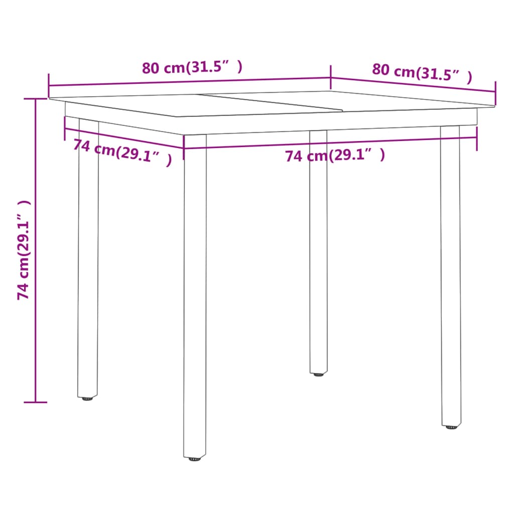 3 Piece Garden Dining Set Black