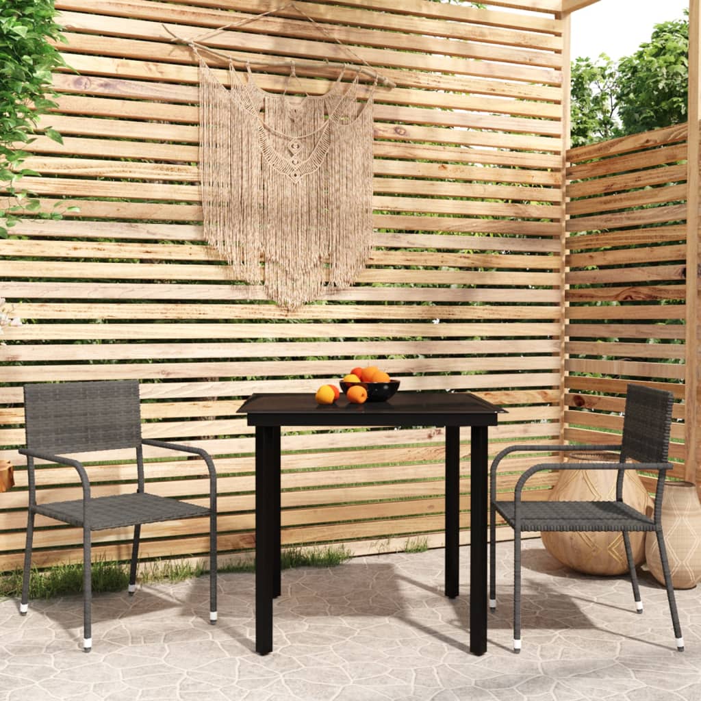 3 Piece Garden Dining Set Grey