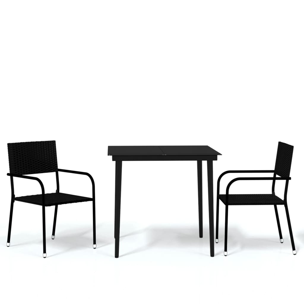 3 Piece Garden Dining Set Black