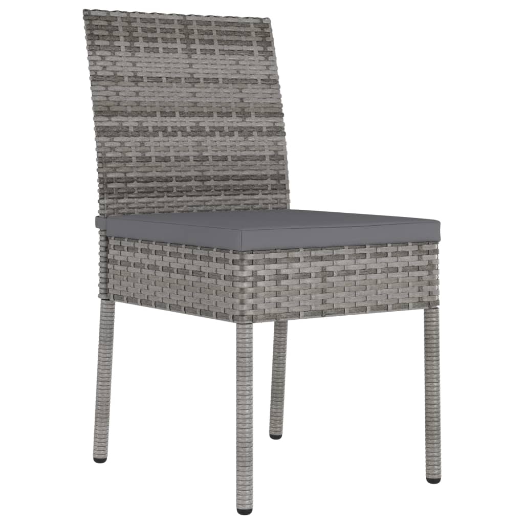 3 Piece Outdoor Dining Set with Cushions Poly Rattan Grey