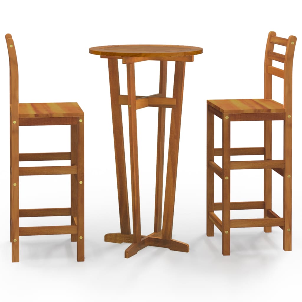 3 Piece Garden Bar Set Solid Wood Acacia