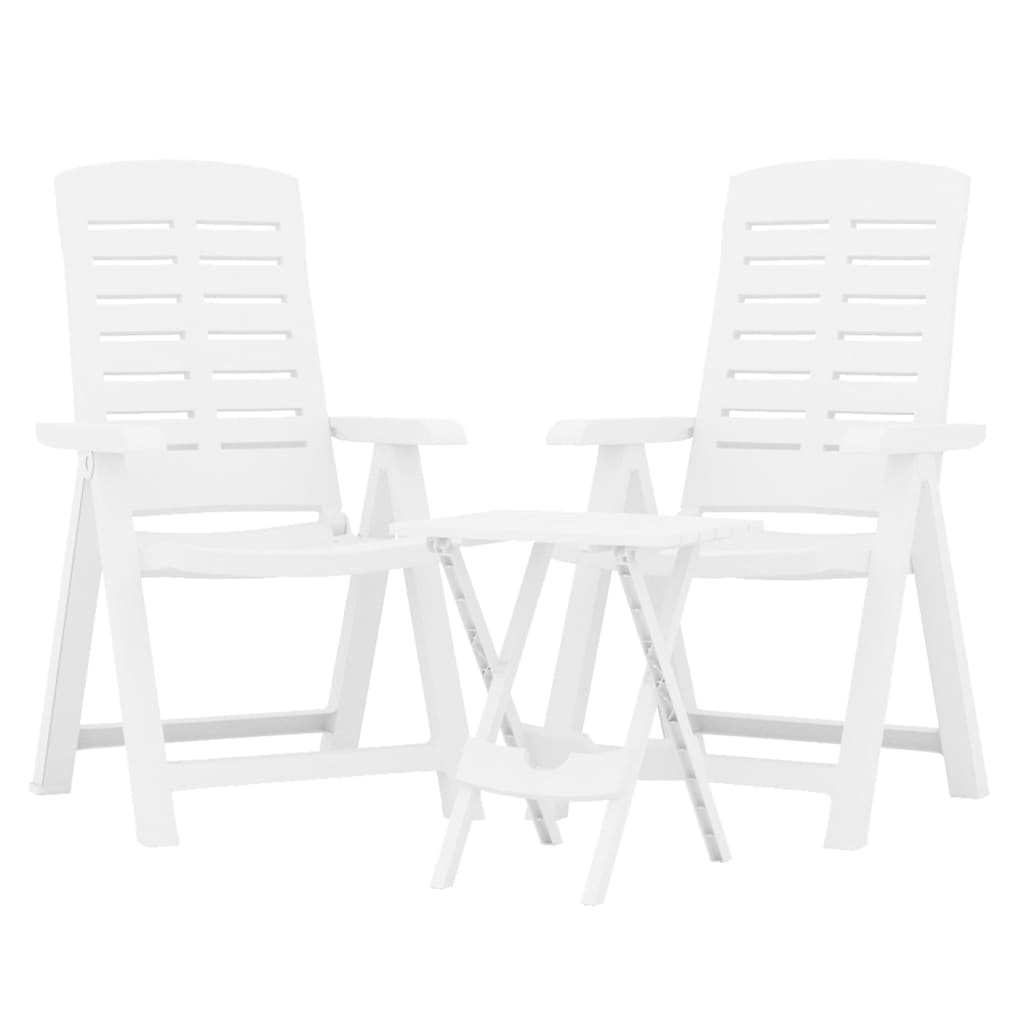 3 Piece Garden Dining Set White Polypropylene