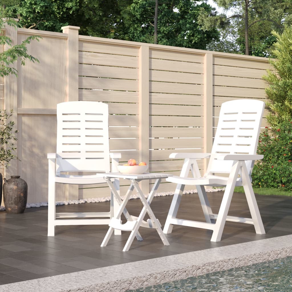 3 Piece Garden Dining Set White Polypropylene