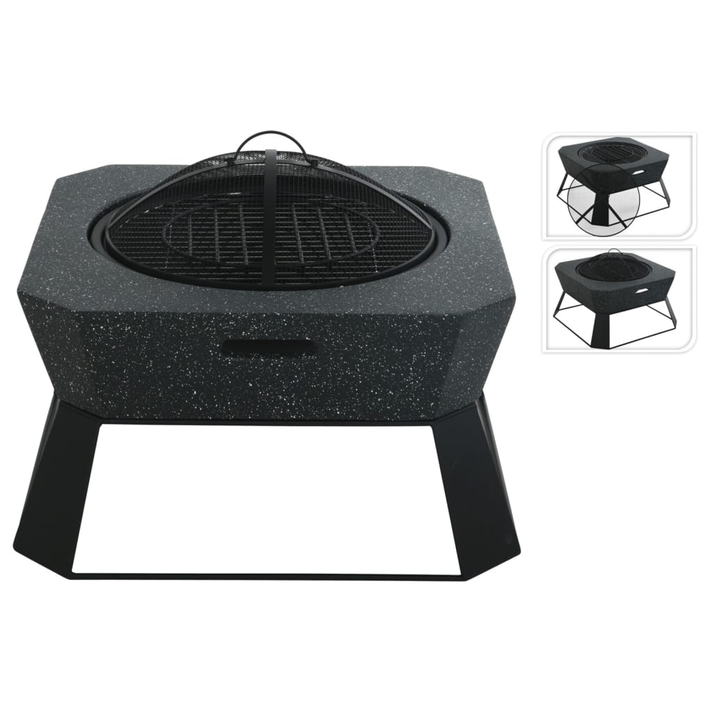 ProGarden Fire Bowl with Grill Square 62x62x43.5 cm Black