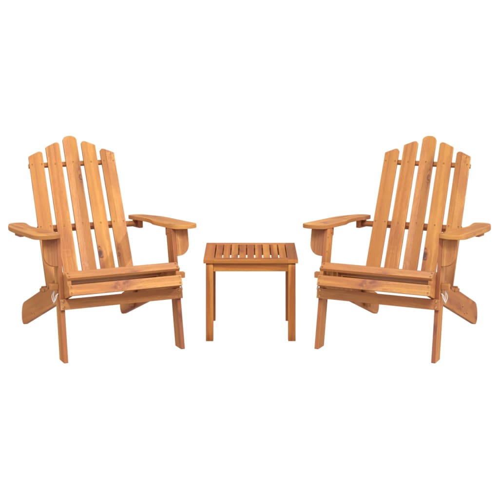 3 Piece Adirondack Garden Lounge Set Solid Wood Acacia