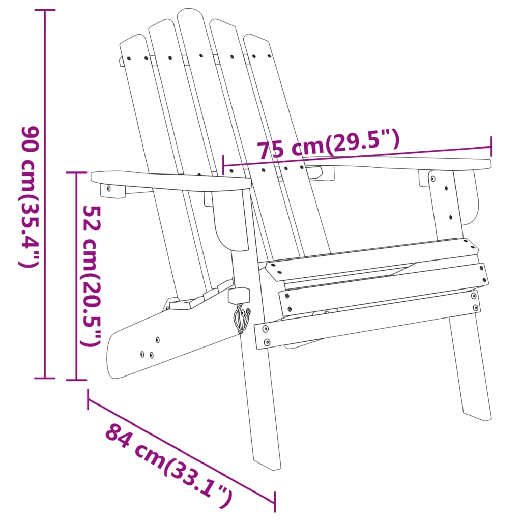 3 Piece Adirondack Garden Lounge Set Solid Wood Acacia