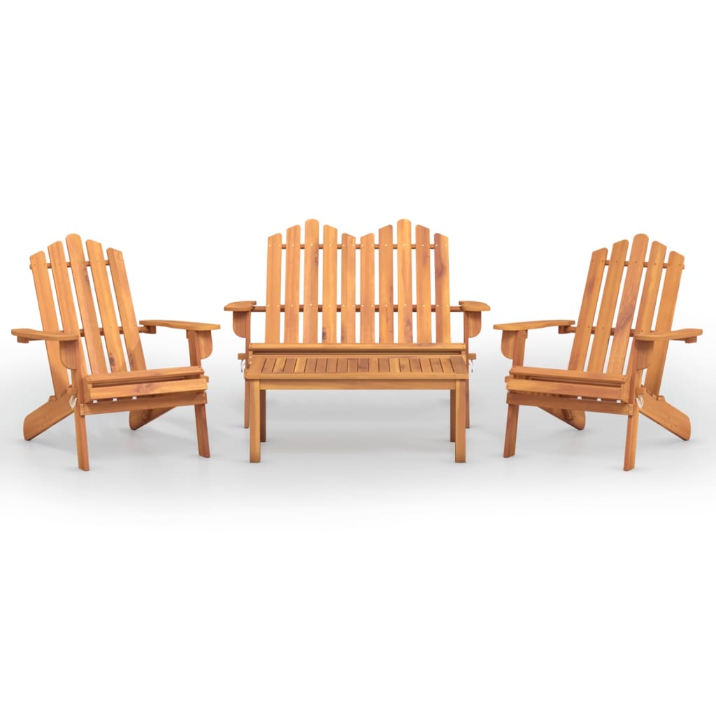 4 Piece Adirondack Garden Lounge Set Solid Wood Acacia