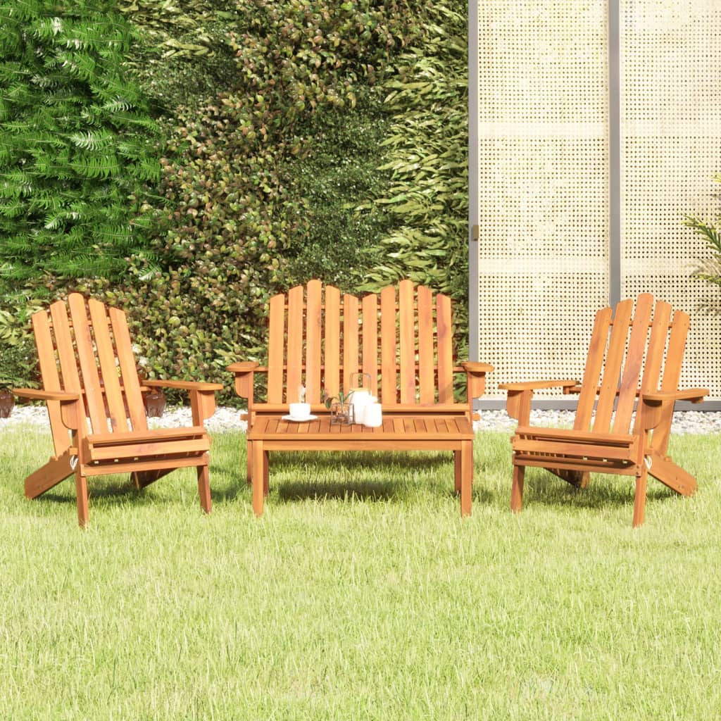 4 Piece Adirondack Garden Lounge Set Solid Wood Acacia