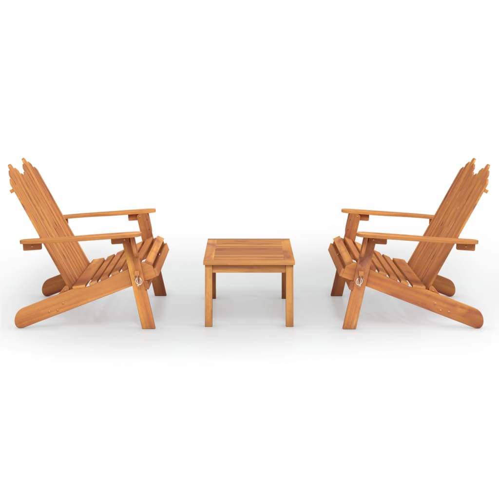 3 Piece Adirondack Garden Lounge Set Solid Wood Acacia