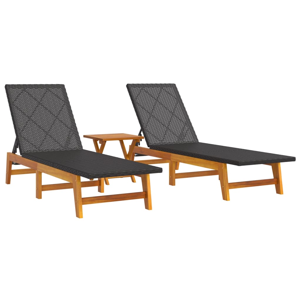 3 Piece Garden Lounge Set Poly Rattan&Solid Wood Acacia