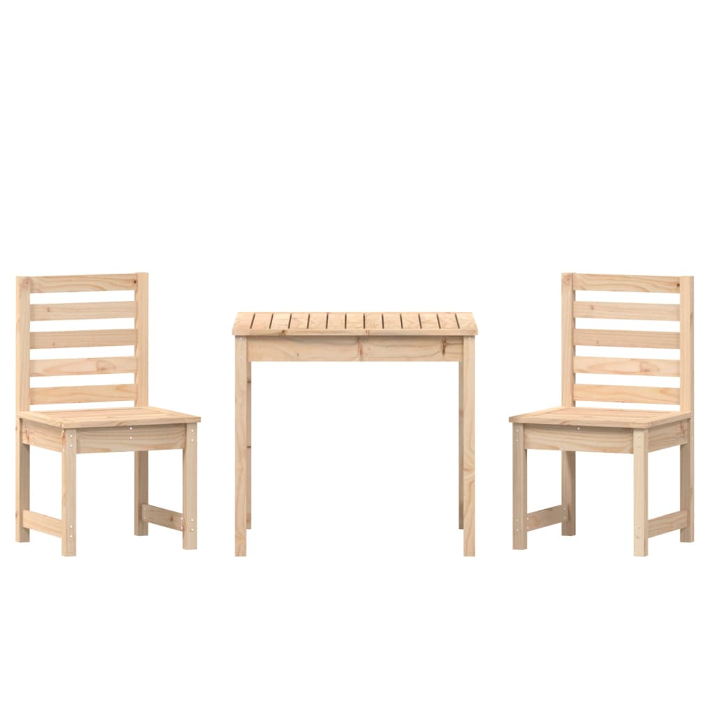 3 Piece Garden Bistro Set Solid Wood Pine