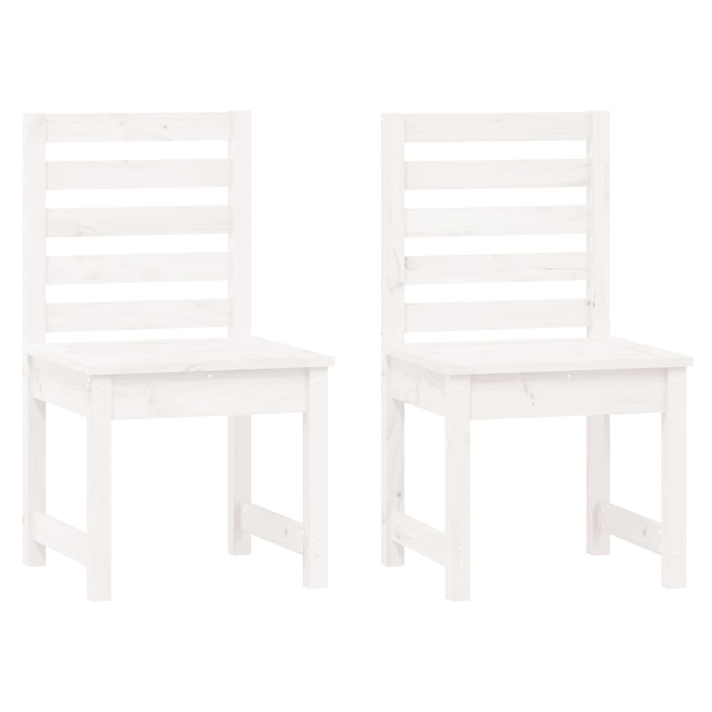 3 Piece Garden Bistro Set White Solid Wood Pine