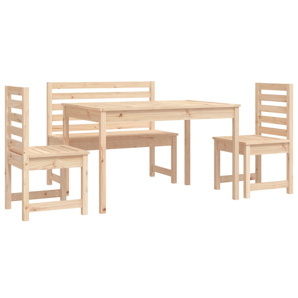 4 Piece Garden Dining Set Solid Wood Pine