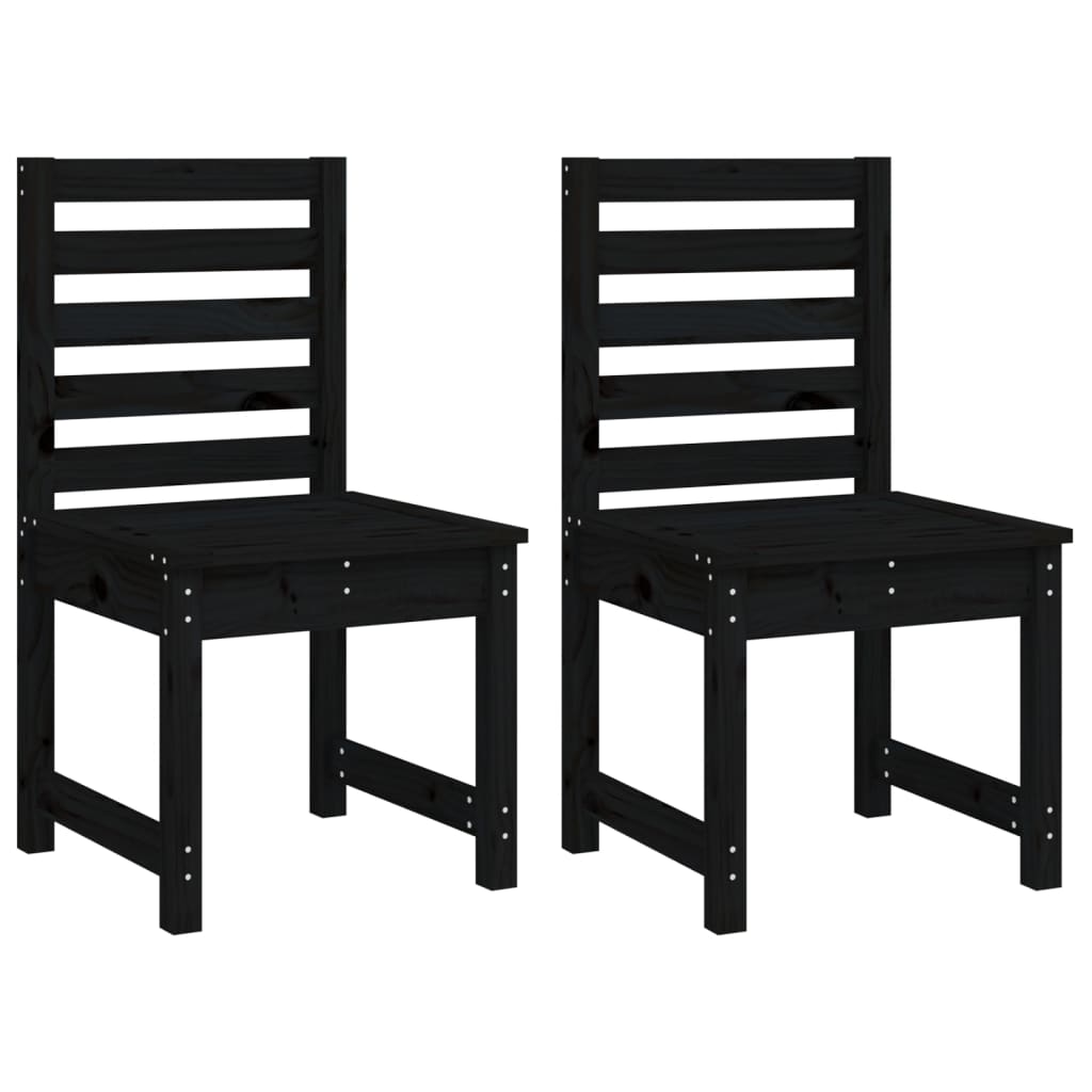 4 Piece Garden Dining Set Black Solid Wood Pine