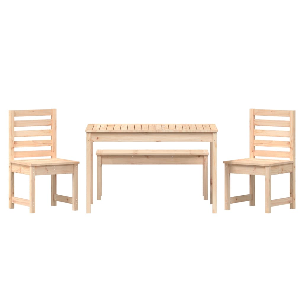 4 Piece Garden Dining Set Solid Wood Pine