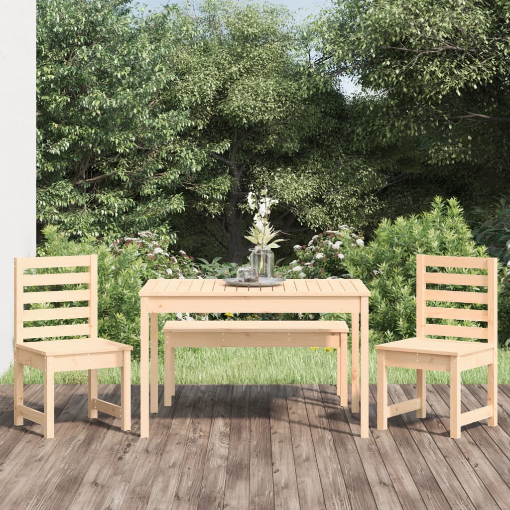 4 Piece Garden Dining Set Solid Wood Pine