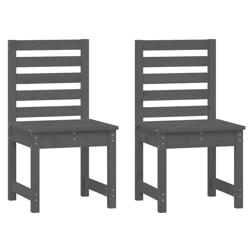 4 Piece Garden Dining Set Grey Solid Wood Pine