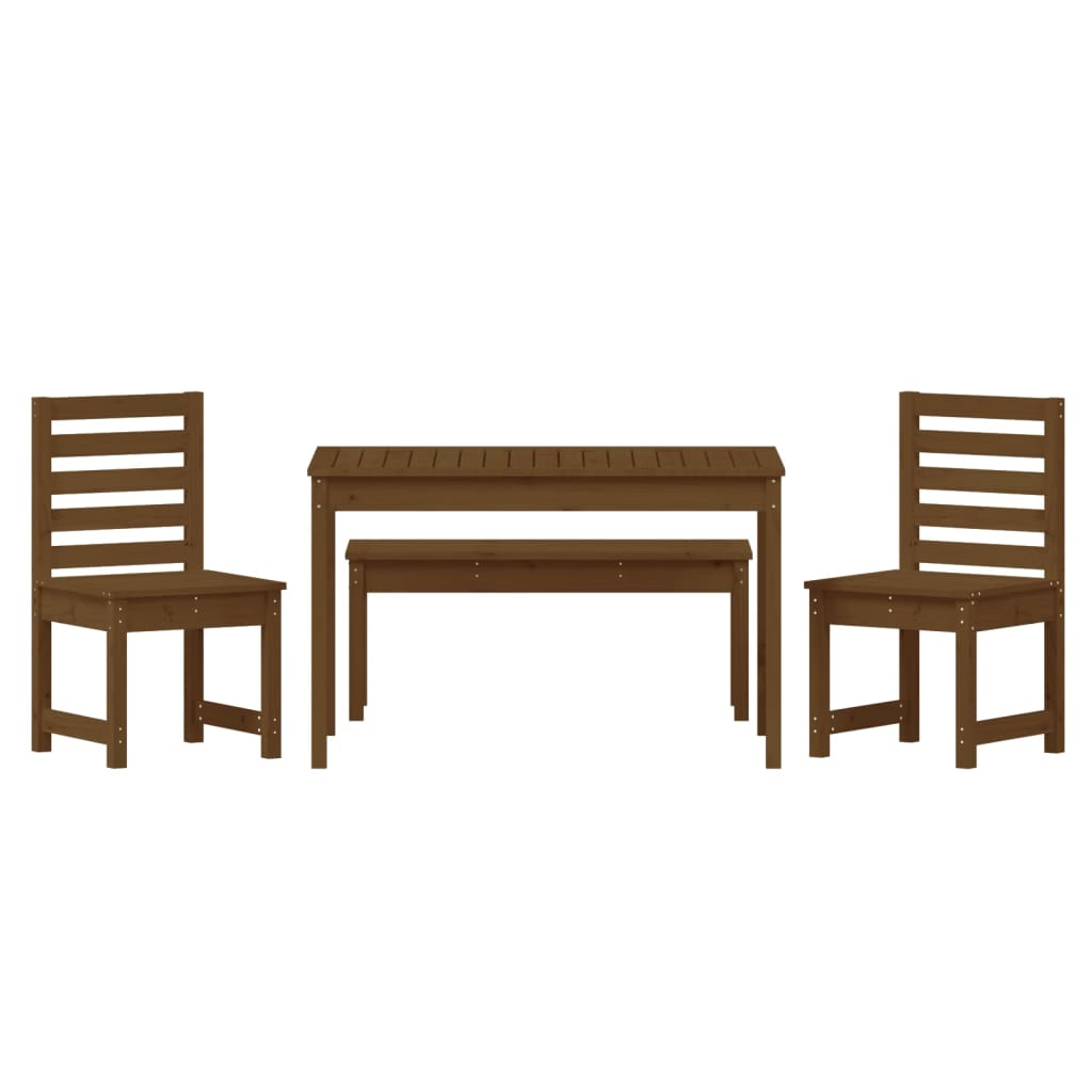 4 Piece Garden Dining Set Honey Brown Solid Wood Pine