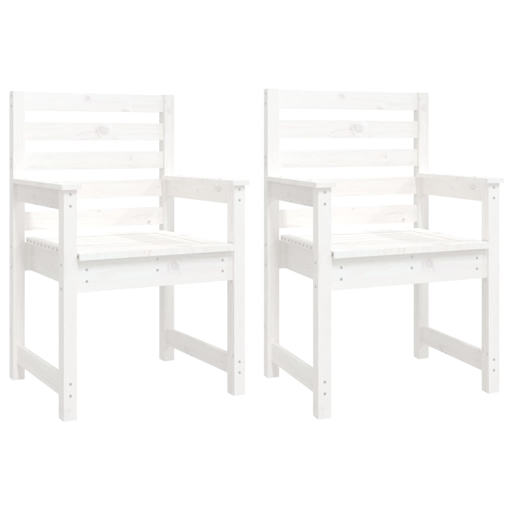 11 Piece Garden Dining Set White Solid Wood Pine