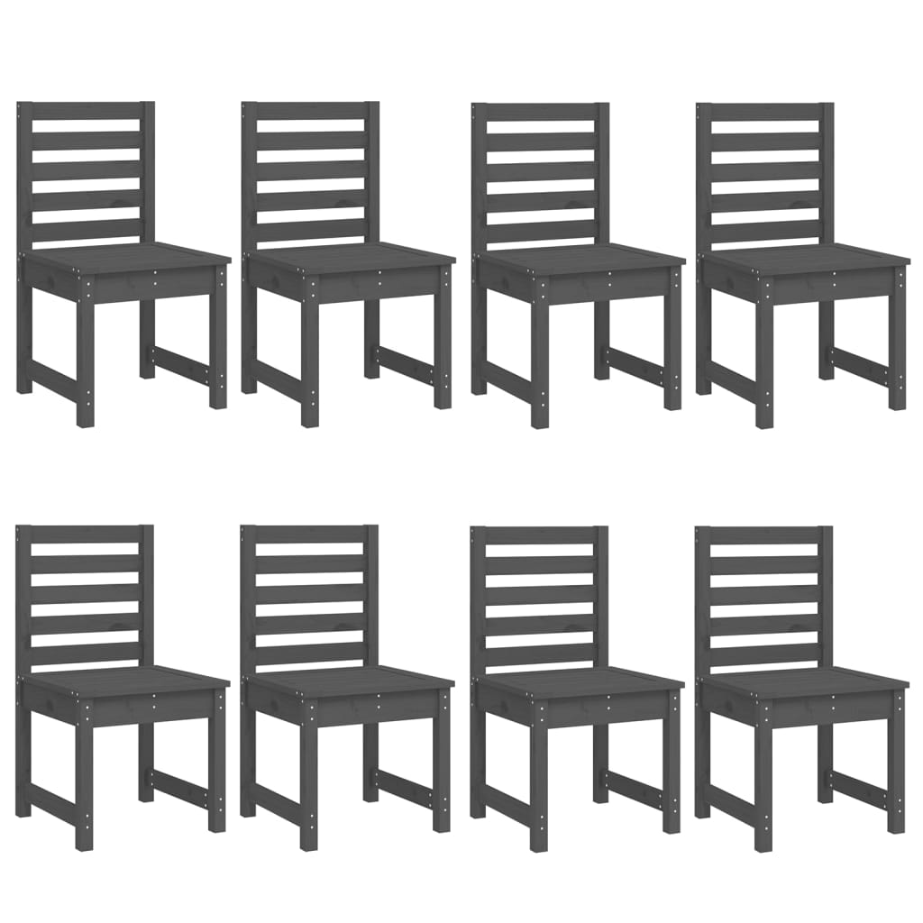 11 Piece Garden Dining Set Grey Solid Wood Pine