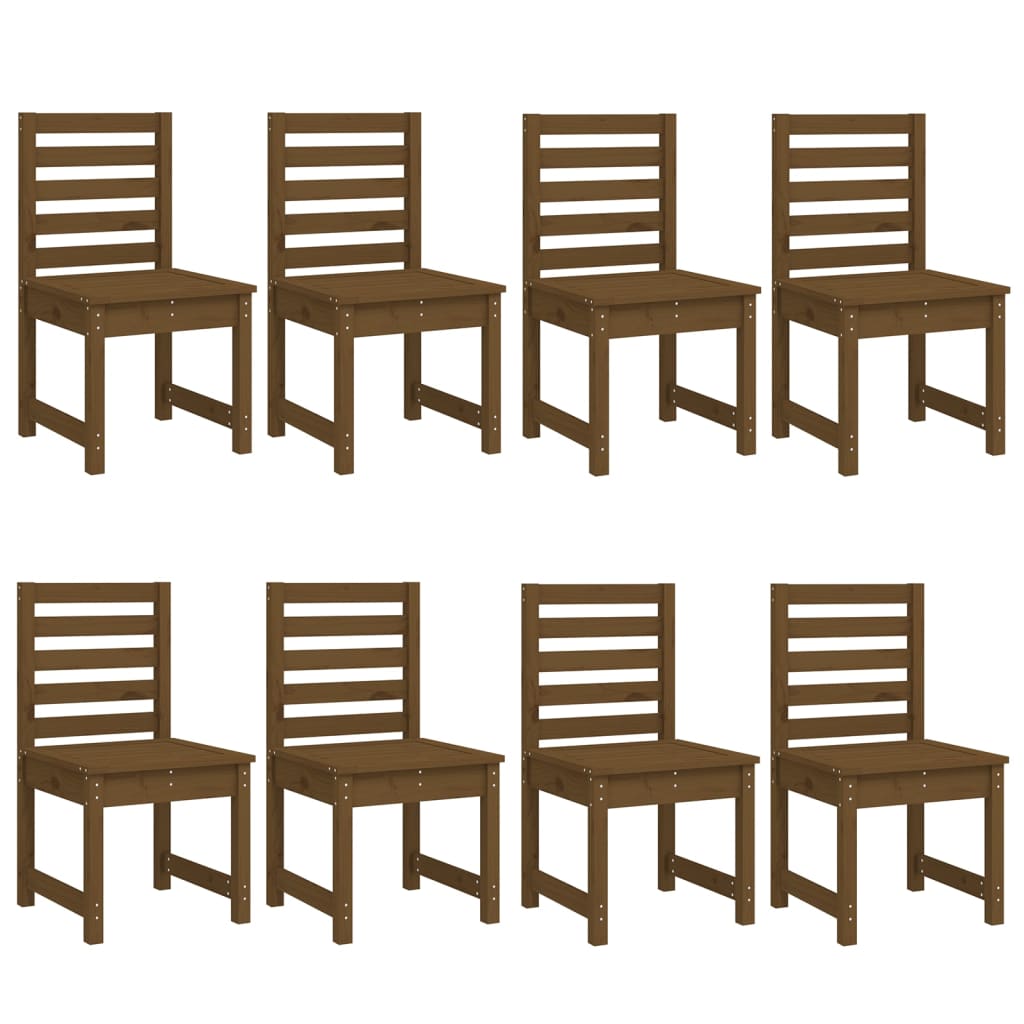 11 Piece Garden Dining Set Honey Brown Solid Wood Pine