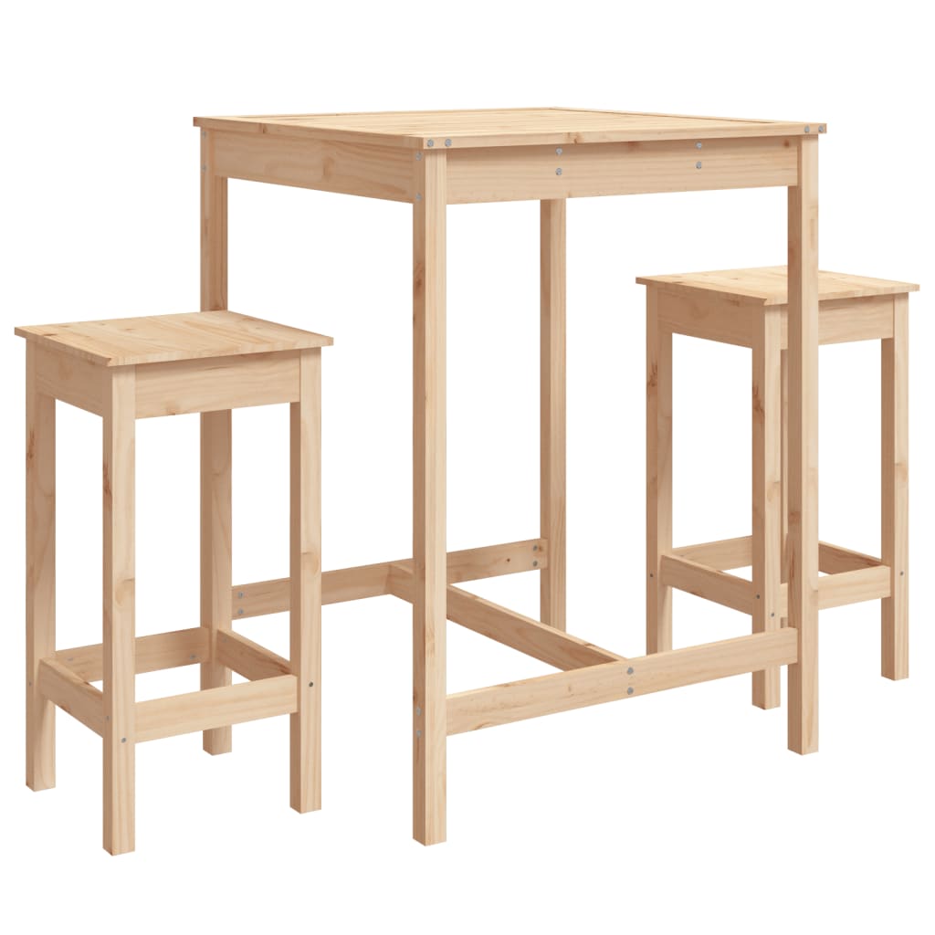 3 Piece Garden Bar Set Solid Wood Pine