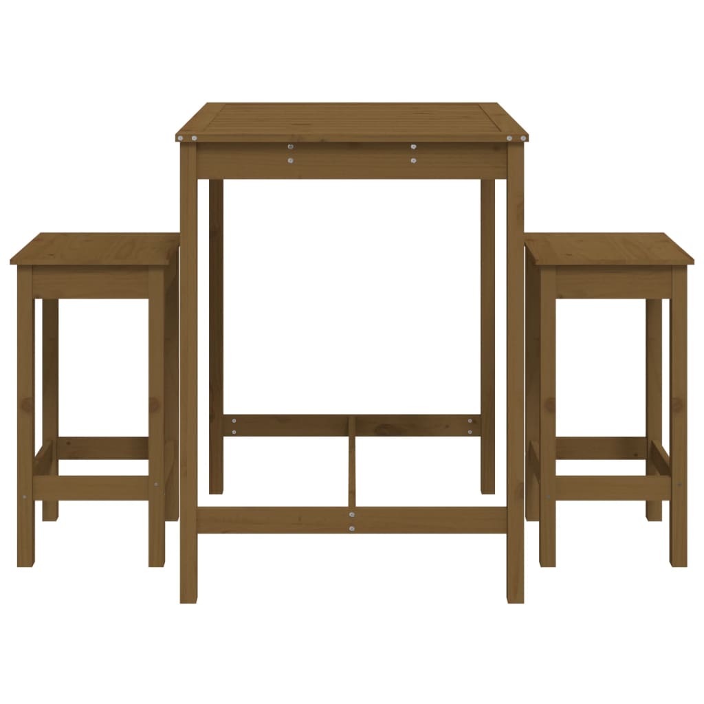 3 Piece Garden Bar Set Honey Brown Solid Wood Pine