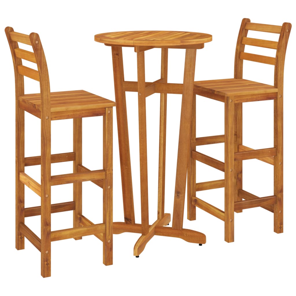 3 Piece Garden Bar Set Solid Wood  Acacia