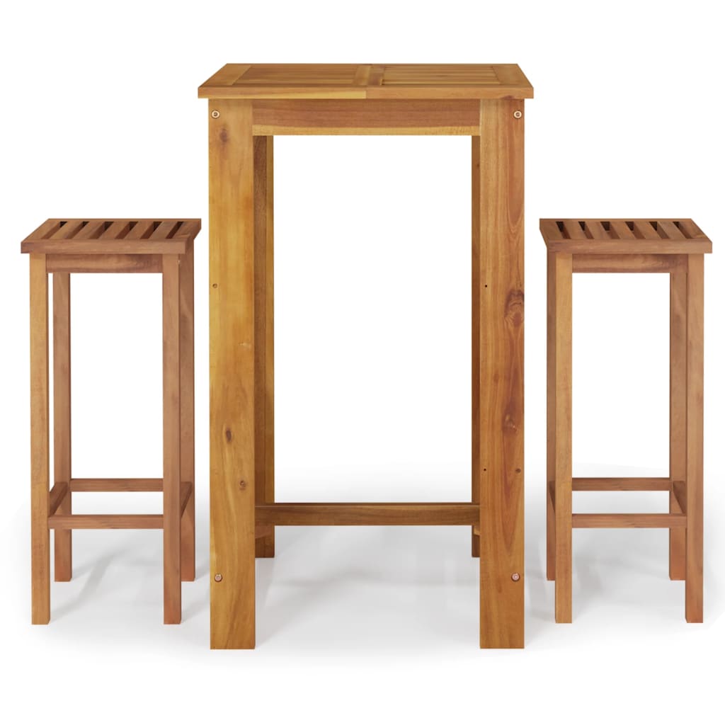 3 Piece Garden Bar Set Solid Wood  Acacia