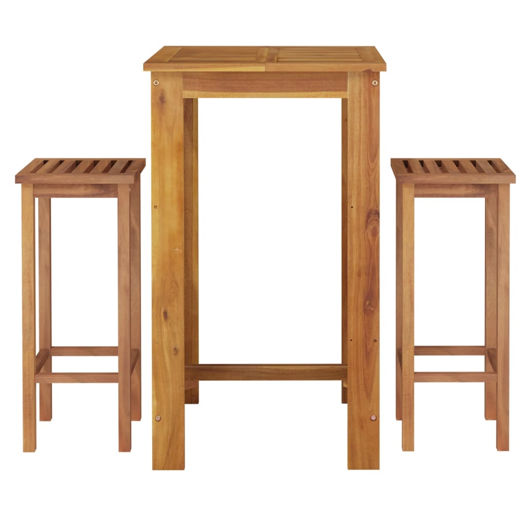 3 Piece Garden Bar Set Solid Wood  Acacia