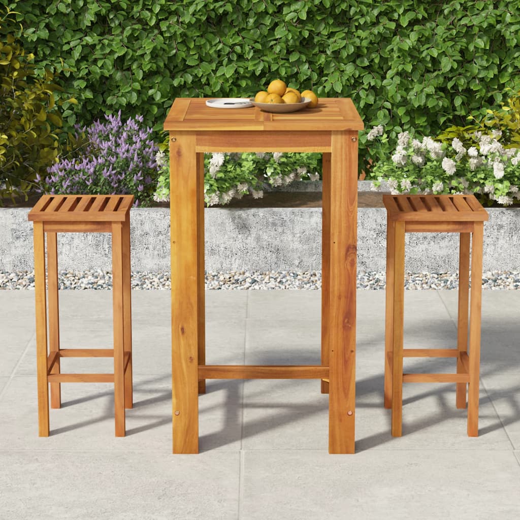 3 Piece Garden Bar Set Solid Wood  Acacia