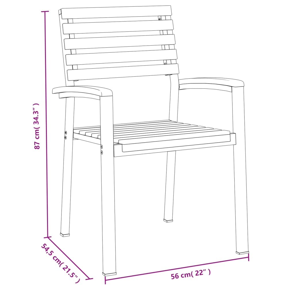 Stackable Garden Chairs 4 pcs Solid Wood Acacia and Metal