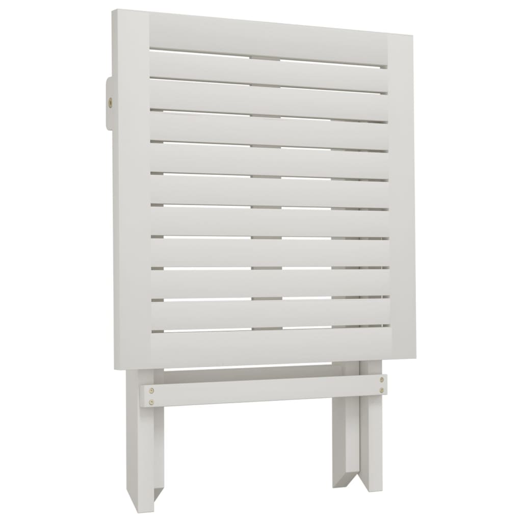 Sun Lounger with Table White Solid Wood Acacia