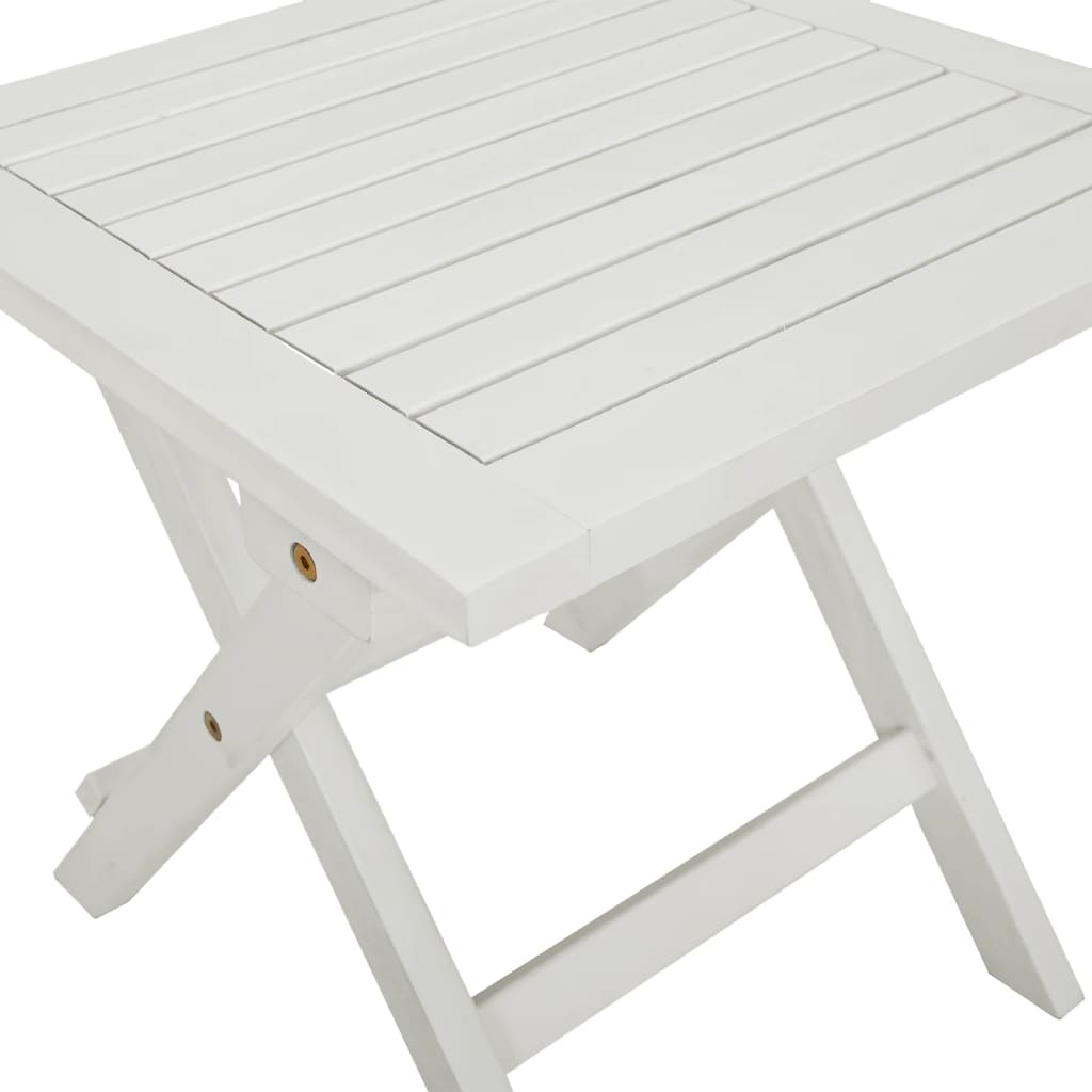 Sun Lounger with Table White Solid Wood Acacia