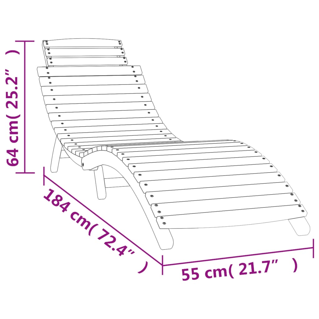 Sun Lounger with Table White Solid Wood Acacia