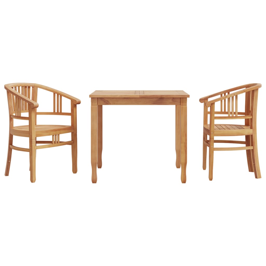 3 Piece Garden Dining Set Solid Wood Teak