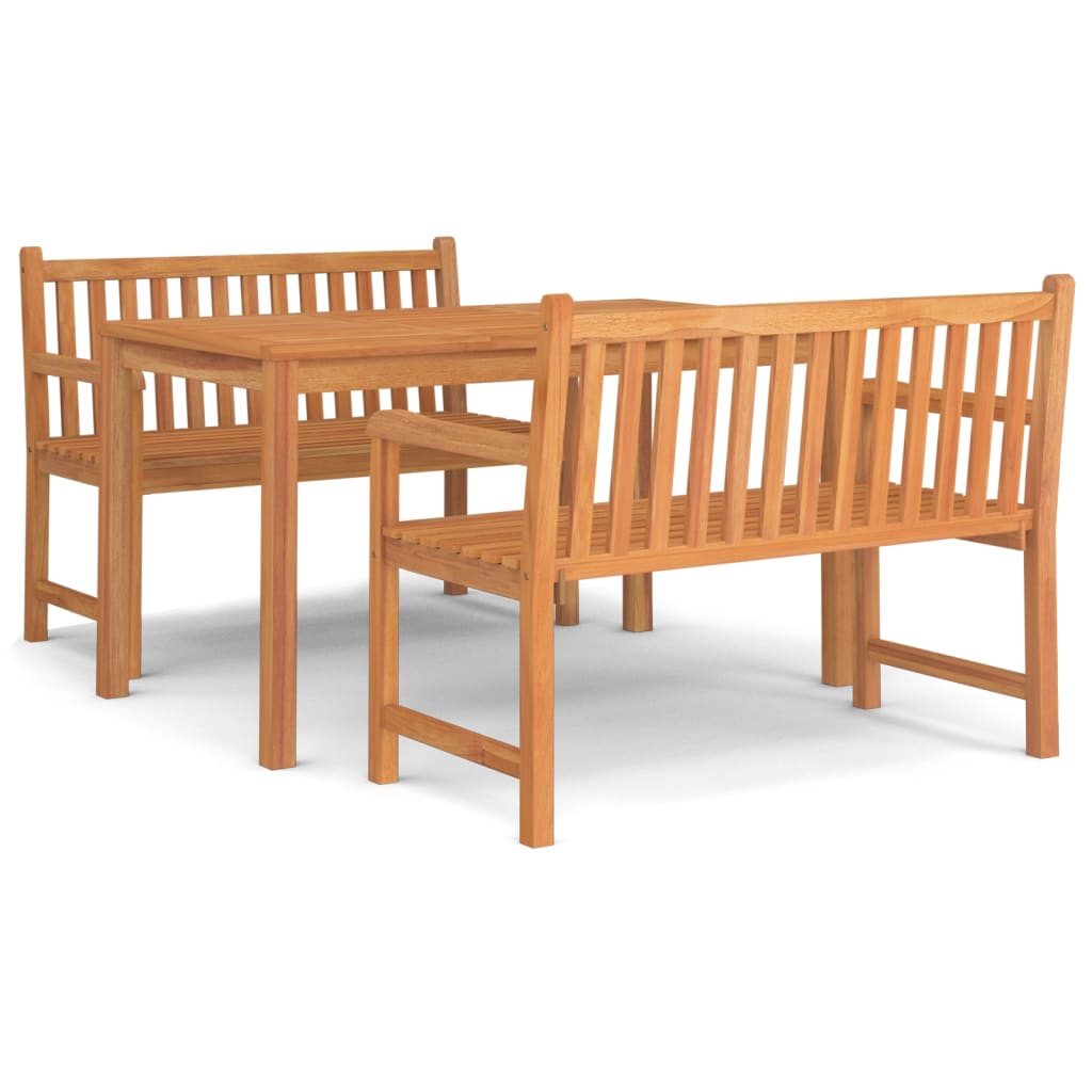 3 Piece Garden Dining Set Solid Wood Teak