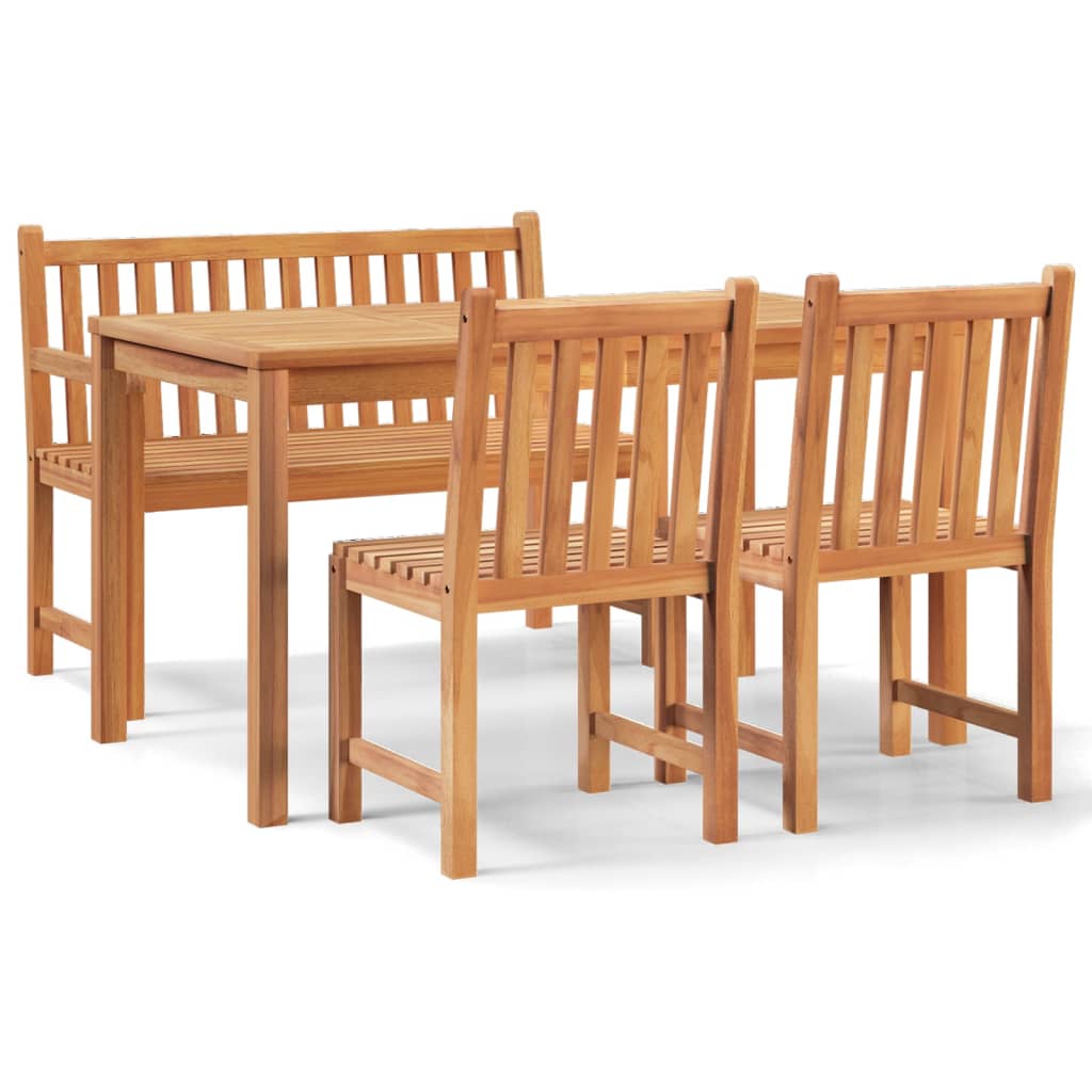 4 Piece Garden Dining Set Solid Wood Teak