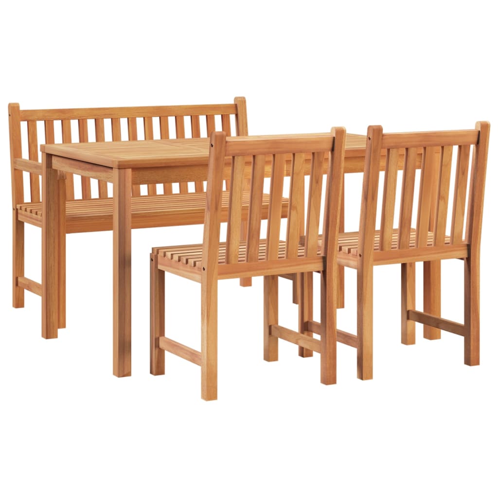 4 Piece Garden Dining Set Solid Wood Teak