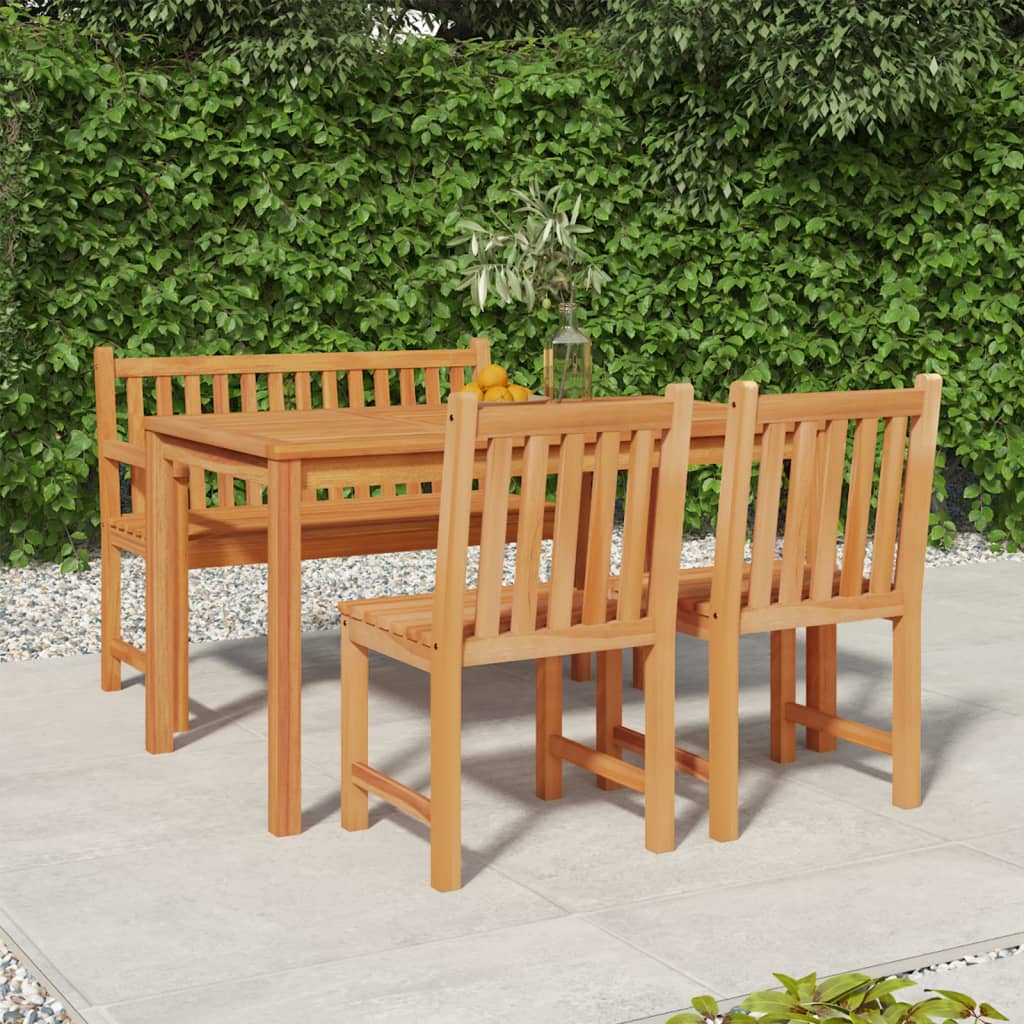 4 Piece Garden Dining Set Solid Wood Teak