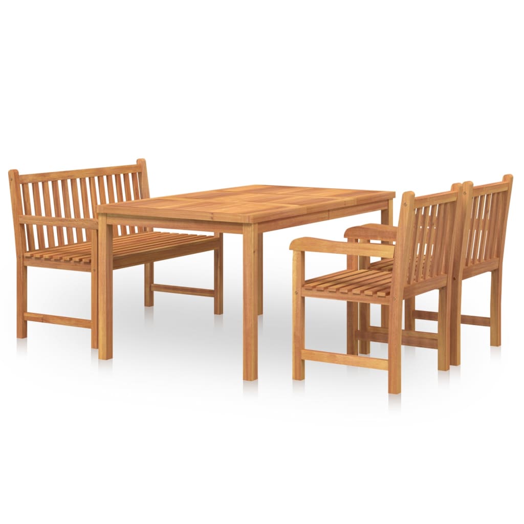 4 Piece Garden Dining Set Solid Wood Teak