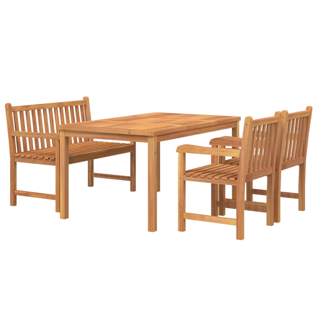 4 Piece Garden Dining Set Solid Wood Teak