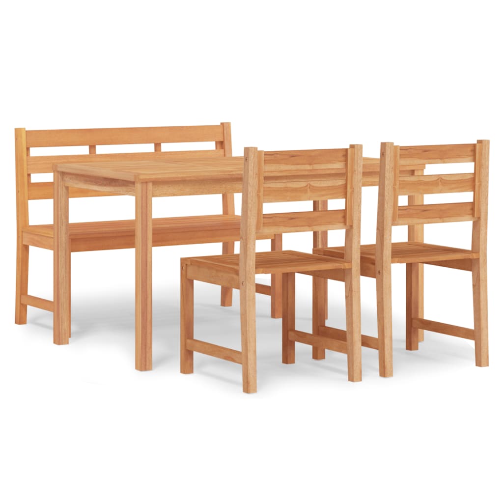 4 Piece Garden Dining Set Solid Wood Teak