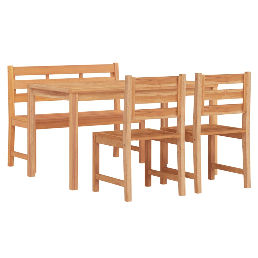 4 Piece Garden Dining Set Solid Wood Teak