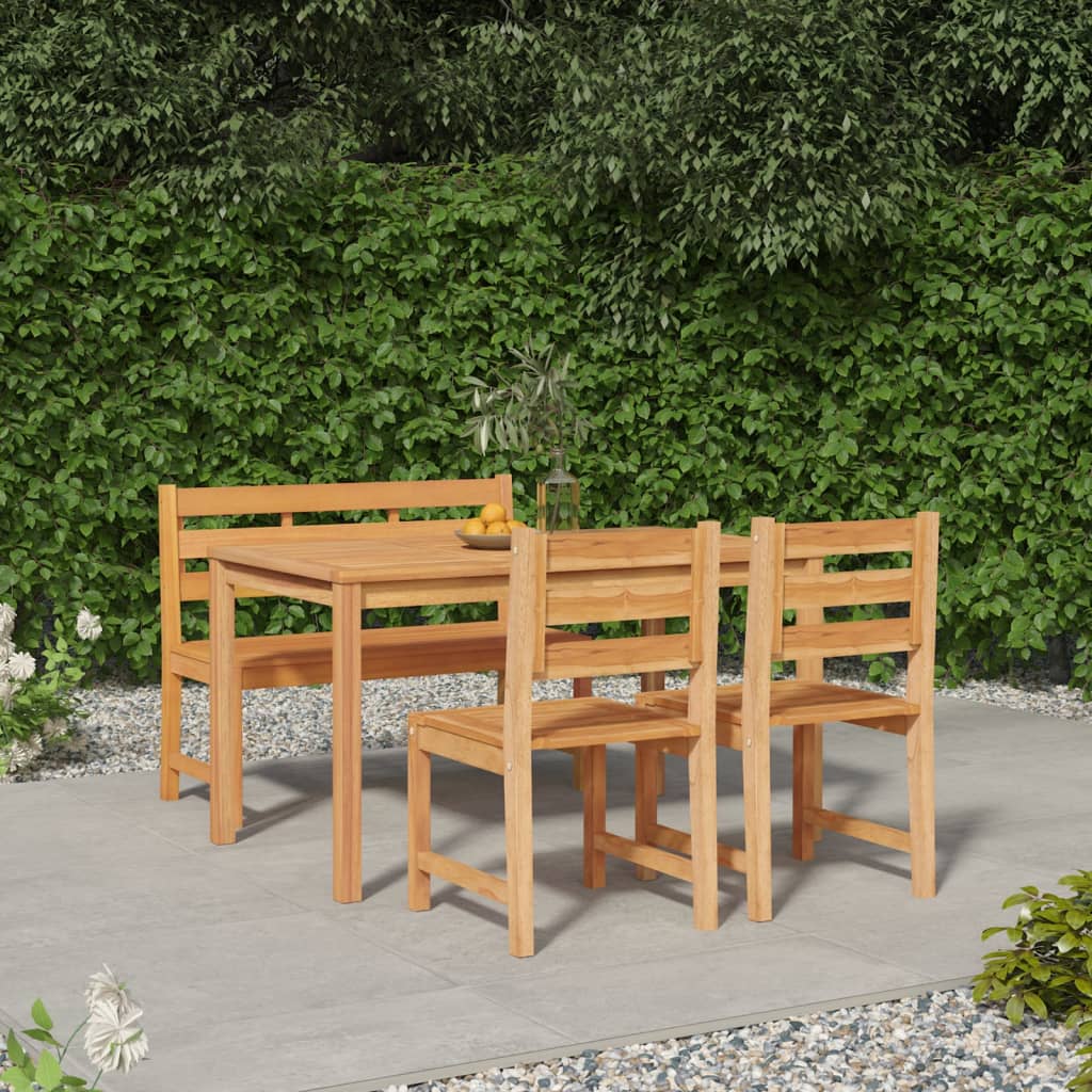 4 Piece Garden Dining Set Solid Wood Teak