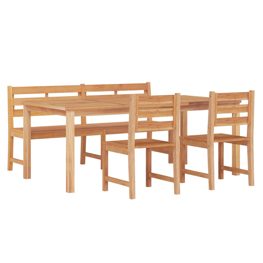 4 Piece Garden Dining Set Solid Wood Teak